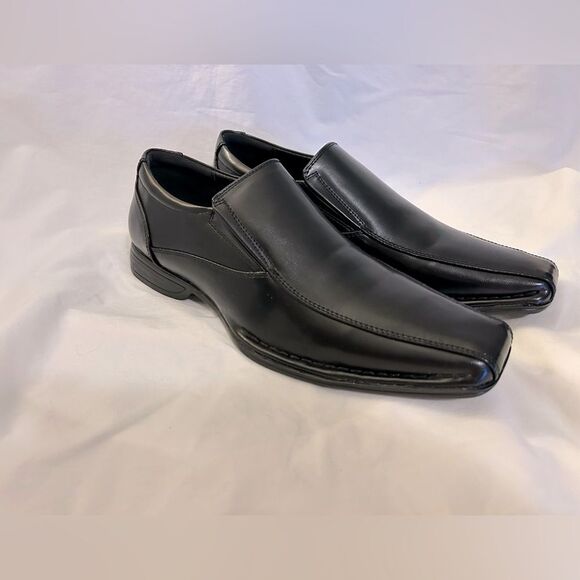 NWT Bruno Marc Men's Loafers M Giorgio Black Square Bicycle Toe Shoes Size 8 - Picture 1 of 11